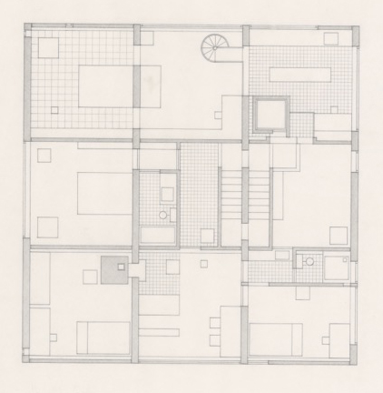 John Hejduk, Plan for Texas House 7, 1953-1963, John Hejduk fonds Collection Centre Canadien d’Architecture © CCA