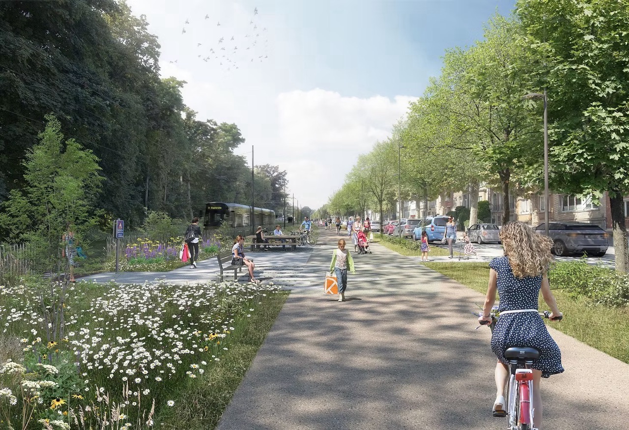Arter, Schéma directeur Parkway 21 : réaménagement de l’avenue des Croix du Feu, Laeken – Neder-Over-Heembeek, 2021 © Bruxelles Mobilité et cabinet d’Elke Van den Brandt