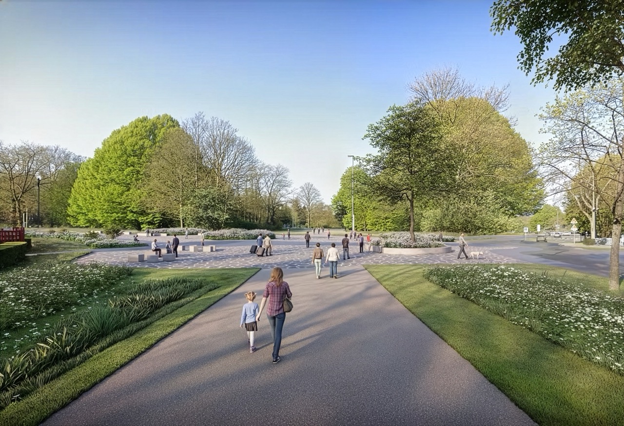 Arter, Schéma directeur Parkway 21 : réaménagement de l’avenue des Croix du Feu, Laeken – Neder-Over-Heembeek, 2021 © Bruxelles Mobilité et cabinet d’Elke Van den Brandt